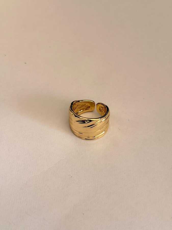 Wide Diagonal Ribbed Cuff Ring view 1