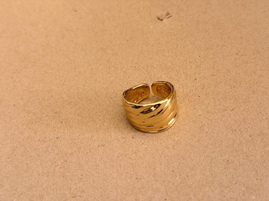 Wide Diagonal Ribbed Cuff Ring view 2