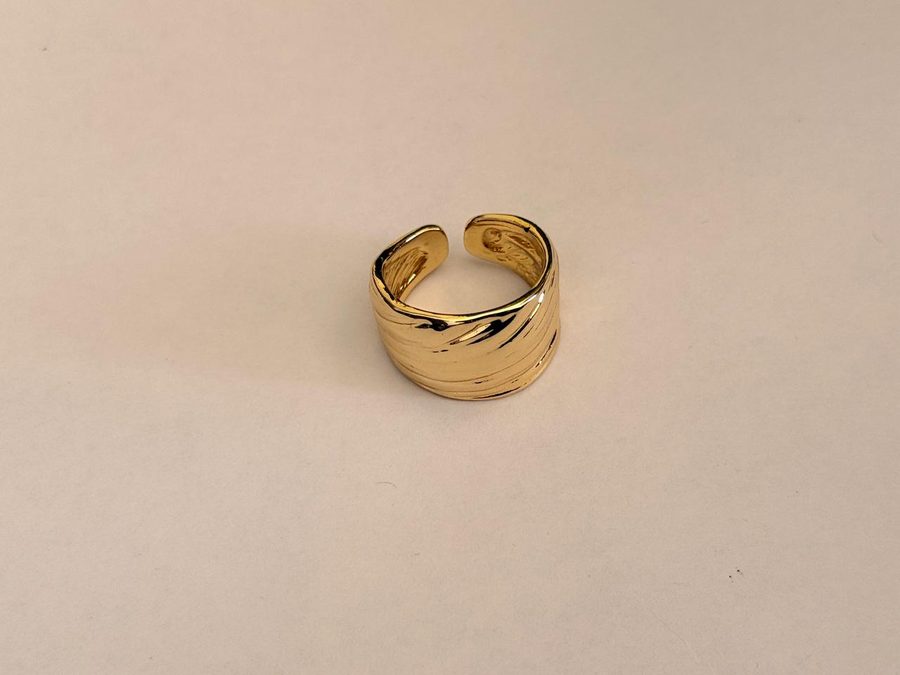 Wide Diagonal Ribbed Cuff Ring view 4