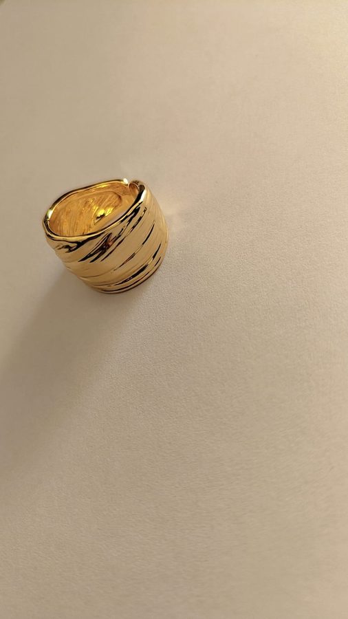 Wide Diagonal Ribbed Cuff Ring view 6