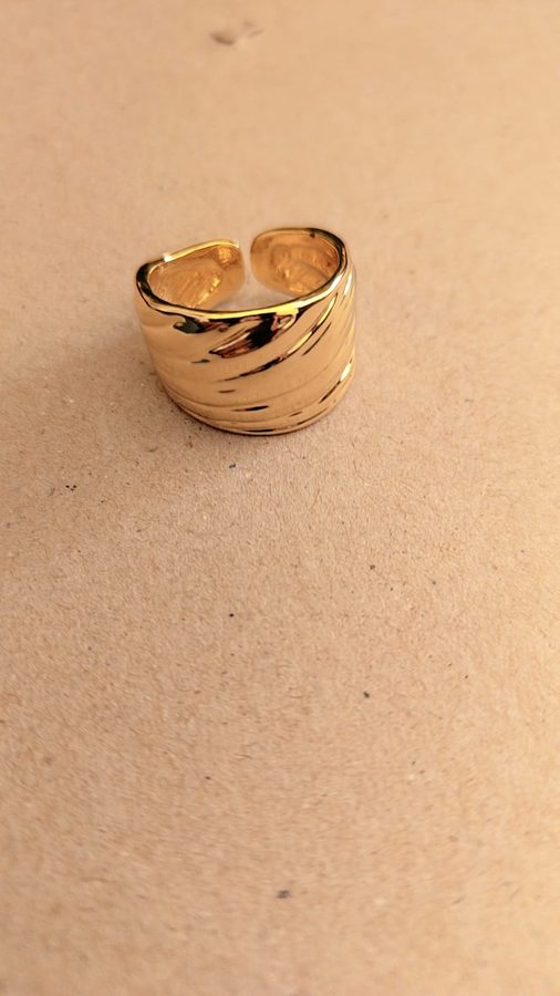 Wide Diagonal Ribbed Cuff Ring view 7