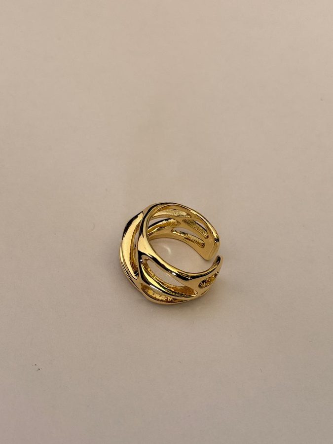Multi-Band Fluid Wave Cuff Ring view 1