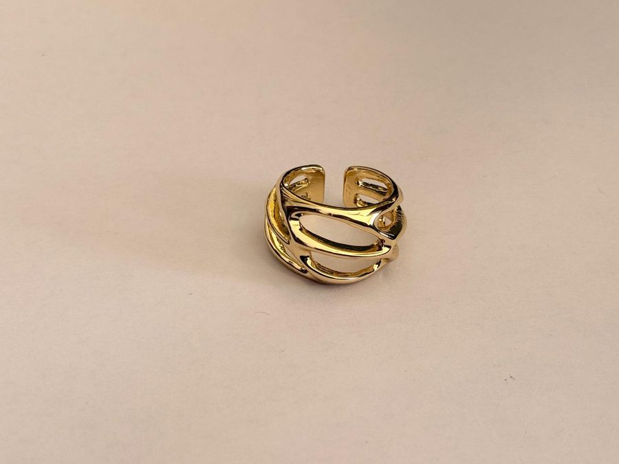 Multi-Band Fluid Wave Cuff Ring view 2