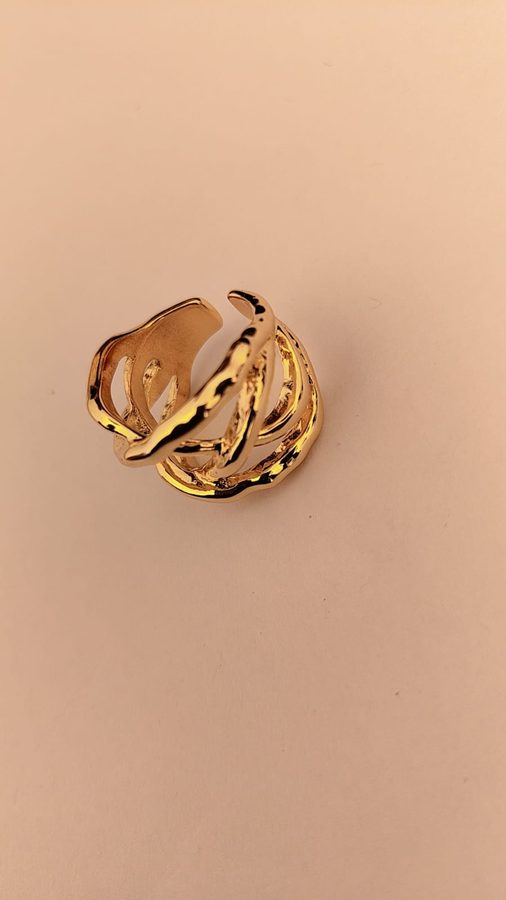 Triple-Band Hammered Wave Cuff view 1