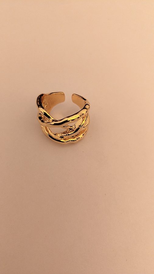 Triple-Band Hammered Wave Cuff view 2